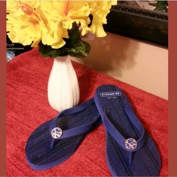 COACH BLUE SIGNATURE WOMEN'S SANDALS 7/8 - Picture 3 of 3